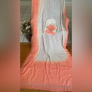 Beautiful cream and peach crepe with intricate embroidery indian/Pakistani party